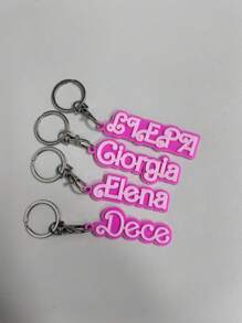 1pc Customizable Pink Acrylic Name Keychain, Double-Layer Personalized Letter Keychain With Multiple Fonts, Cute Pendant Keychain Customization Gift, Back To School Gift, Birthday, Romantic Valentine's Day Holiday Customization Gift