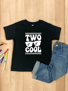 Two Cool Birthday Shirt, 2nd Birthday Shirt, Second Birthday Shirt, Two Cool Toddler Shirts, Toddler Shirt, Birthday Boy Shirt, Birthday Girl, Birthday Outfit TX-256 - Black - View 1