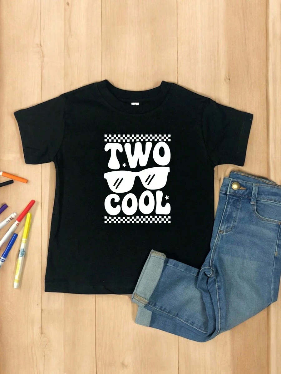 Two Cool Birthday Shirt, 2nd Birthday Shirt, Second Birthday Shirt, Two Cool Toddler Shirts, Toddler Shirt, Birthday Boy Shirt, Birthday Girl, Birthday Outfit TX-256 - Black - View 1