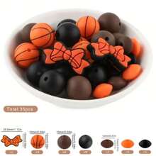 5pcs/15pcs/35pcs/87pcs Silicone Beads, Basketball, Soccer, Baseball, Rugby Designs, DIY Jewelry Making, Handicrafts And Sewing Supplies, Multi-Color, Decorative Beads For Arts And Crafts - Ball Sports Silicone Bead Set - View 18