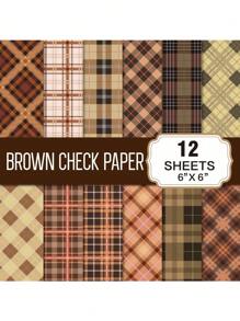 12pcs Vintage Plaid Or Polka Dot DIY Scrapbooking Papers, 6 Inch Vibrant Patterned Art Craft Papers In Blue, Brown Gingham, Colorful Dots Aesthetics Papers For DIY Scrapbook, Diary, Photo Album, Crafts, Bullet Journal, Mixed Media Collage, Card Making, Gift Wrapping, Stationery, Back To School Supplies - Multicolor - View 7