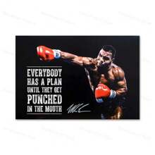 1 件装墙面艺术海报无框拳击励志帆布画每个人都有计划直到他们被打到嘴巴海报印刷品迈克泰森墙面艺术流行 - 彩色 - 查看 11