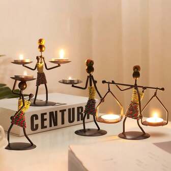 Iron Candle Holder Decoration, Creative Metal Candlestick Stylish Women Style, Candlelight Stand For Dining Table Home Party Bar Decoration, Atmosphere Ornaments Props