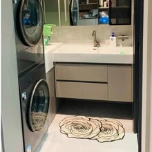 1pc Rose Pattern Diatomite Bathroom Mat, 0.3CM Diatomite Material, Decorative, Bathroom Mat, Toilet Mat, Q-Soft Cushion, Quick Absorbency, Anti-Bacterial, Easy Cleaning, Reusable, Wear-Resistant, Convenient Storage, Safe &