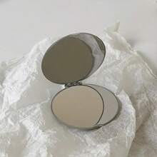 Handheld Double-Sided Small Mirror Portable Makeup Folding Flip For Student Dormitory Cute Small Mirror - Black - View 5