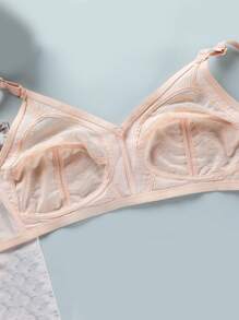 2 peças Sutiã sem Arame com Cobertura Total em Renda, Confortável e Sem Costura para Mulheres, Sensual, com Elevação e Realce, Respirável