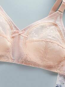 2 peças Sutiã sem Arame com Cobertura Total em Renda, Confortável e Sem Costura para Mulheres, Sensual, com Elevação e Realce, Respirável