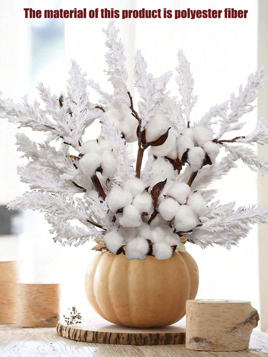 3 Stücke, Schilfrohr, 3 Köpfe, Flockung, Künstliche Pflanze, Künstliche Blume, Weiß, Polyesterfaser Material, PE Material, Heim Dekorationen, Garten Dekorationen, Studentenwohnheim Büro Dekorationen, Party Event Geburtstags Party Dekorationen, Valentinstag Dekorationen, Hotel Restaurant Wohnzimmer Schlafzimmer Hochzeit Bankett Küche Garten Dekorationen, Frühlings- und Sommer-Dekorationen - Verschiedenfarbig - Übersicht 1