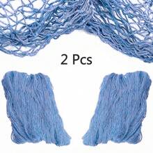 2 paquetes de red de pesca tejida a mano, red de pesca decorativa de estilo mediterráneo de 1.5x2m para decoración de pared, versátil para decoración de fiestas con temática de océano