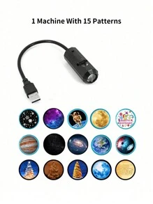 1pc Mini USB Moon Projector LED Earth And Galaxy Lamp For Home Atmosphere Lighting, Room Decoration, Wall Gift, Night Light - Black - View 20