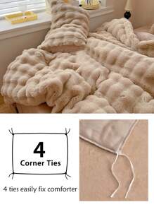 2/3pcs Khaki Faux Rabbit Fur Quilt Cover Set, Modern Minimalist Style Kids Bedding Set, Warm & Cozy For Autumn/Winter (1 Duvet Cover + 1/2 Pillowcase(S)) Love Valentine - Khaki - View 5