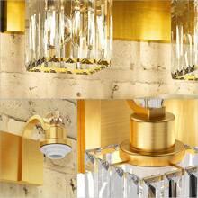 Modern Crystal Bathroom Vanity Lights - Luxurious Gold Finish With K9 Crystal Lampshades - 3 ánh sáng - Xem 3