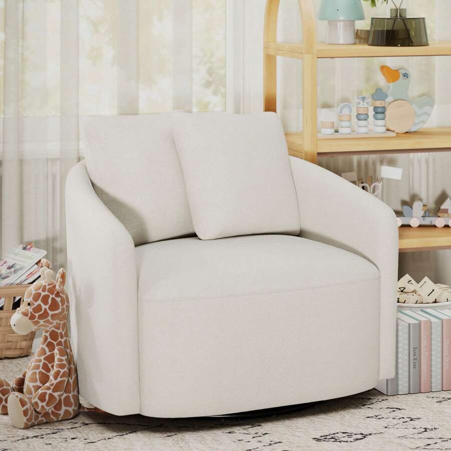 Beautiful Drew Kids Accent Chair By Drew Barrymore, Cream Bouclé Fabric ...