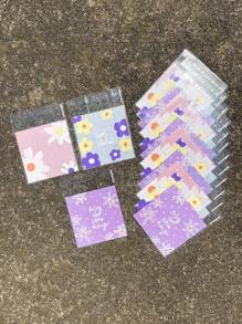 100 pièces Sacs d'emballage cadeau OPP à motif de fleurs de marguerites violettes et roses. Sacs décoratifs à fermeture automatique imprimés de fleurs à pois. Convient pour la , les sacs de faveurs de fête de la Saint-Valentin
