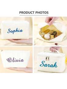 Túi mỹ phẩm thêu tùy chỉnh, Túi mỹ phẩm Monogram, Túi đựng đồ vệ sinh cá nhân du lịch, Túi đựng mỹ phẩm dạng ví, Túi đựng đồ du lịch, Quà tặng phù dâu, Quà tặng ngày lễ tình nhân, Quà tặng cho cô ấy - Xem 3