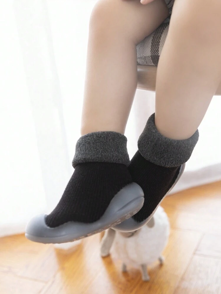 1 双幼儿儿童防滑室内动物图案袜子和鞋子 - 黑色 - 查看 5