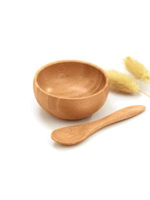2 Pieces Bamboo Mask Bowl Set: Mini Mask Mixing Bowl, DIY Mask Tool Bowl And Spoon - Multicolor - View 7