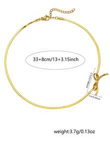 Nooxian 1 件情人节优雅性感金色不锈钢扁平蛇链蝴蝶结颈链女士项链