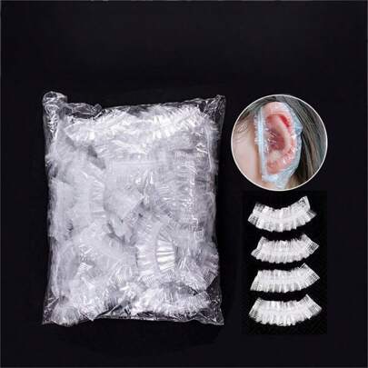 100个/包 一次性耳罩，HDPE低压材质，适用于染发、沐浴，防水防护，冬季一次性耳罩配件