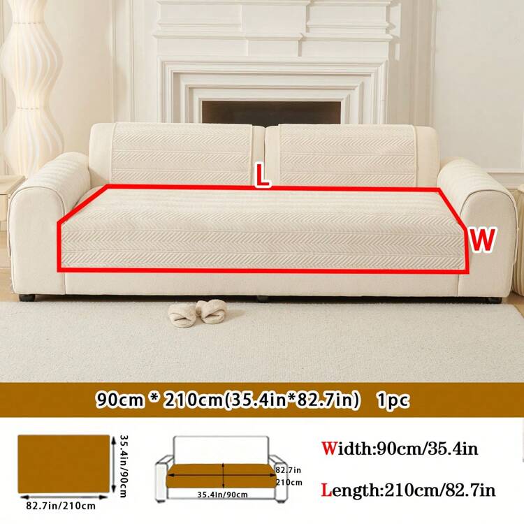 1 chiếc đệm ghế sofa trang trí bằng vải nhung ngắn thêu họa tiết máy tính, tấm lót ghế sofa chống trầy xước chống trượt hiện đại tối giản, vỏ bọc bảo vệ thú cưng phù hợp với ghế sofa chữ L và ghế sofa 1/2/3/4 chỗ ngồi (bán riêng lẻ) - Màu be - Xem 11
