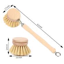Wood Handled Dish Brush, Natural Kitchen Cleaning Brush Suitable For Vegetables, Pots, Pans And Dishware - Brown - View 4