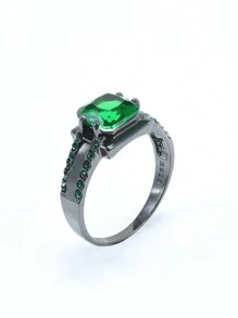 1pc 925 Sterling Silver Ring With 3 Carat Square Cubic Zirconia, Gothic Style, Fashionable And Luxurious, Suitable For Parties And Events, An Ideal Gift For Friends