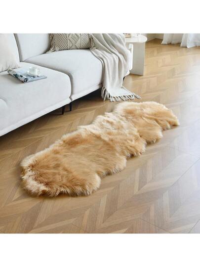 Faux Fur Vloerkleed Sheepskin Shag Fluffy Fuzzy Camel Runner Rugs Bedroom Bedside Bed Vloer Living Room Plush High Density Cushion Tapijt Super Sofa Hoes