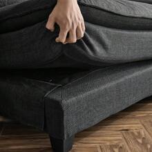 Sectional Sofa Modular Deep Seat Sofa Couch With Ottoman, Linen Sofa Sleeper Comfy Upholstered Furniture For Living Room, Apartment, Studio, Office, (2-Seat & 1-Ottoman, Black) - 亞麻黑 - 查看 7