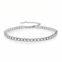 Pulsera de plata esterlina con circonita colorida y brillante, con cadena de tenis de color rosa y morado para mujer, ajustable - pulsera de colores - Ver 8