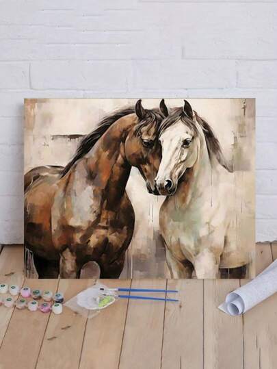 1 幅 40x50 厘米无框个性化马风景数字油画，成人初学者 DIY 油画套装，适合圣诞节、情人节、万圣节、感恩节送给朋友的礼物