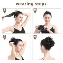 Messy Bun Hair Piece Ludzkie włosy Messy Rose Bun Hair Buns Hair Piece Dla Kobiet Prawdziwe włosy Scrunchies Updo Hair Pieces Bun Extension Ponytail Messy Hair Bun (Naturalna czerń)