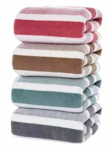 1 Set Of Large Bath Towel, Rectangular Towel, Super Absorbent, No Shedding, Soft And Breathable, Color Stripe Pattern, Multiple Colors To Choose From, Ultra-Fine Fiber Coral Fleece Material, Can Be Wrapped In Bath Towel, Essential For Bathing, Hot Springs, Bathroom, Bathing, Swimming, Bathroom, Swimming Pool, Bathroom Towel, Women Valentine Gift Birthday Boyfriend Girlfriend Home Bathroom Decor Summer Shower Towels For Beaty Salon, Hotel Sports,Home Essentials, Towel, Skin Care Bath Towel Sheet