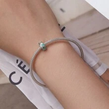bamoer 1 pièce Pendentif Charm Arbre de Vie Argent Sterling 925 Vert avec Trèfle à Quatre Feuilles Chanceux et Perles Zirconia, Compatible avec Bracelet et Collier Originaux, Cadeau de Bijouterie DIY