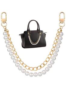 SinHo 1 Piece Faux Pearl Purse Chain Light Gold/Silver Handbag Straps Metal Shoulder Crossbody Bags Short Handle Replacement Charms Accessories For Women - Multicolor - View 7