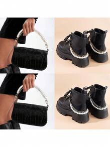 SinHo 1 Piece Faux Pearl Purse Chain Light Gold/Silver Handbag Straps Metal Shoulder Crossbody Bags Short Handle Replacement Charms Accessories For Women - Multicolor - View 10