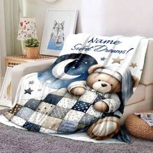 1PC Personalized Blanket Custom Name Printed Blanket Cute Sleeping Animal Panda Blanket Your Name Printed On It Soft And Warm Memorable Moments Blanket Great Holiday Gift For Families