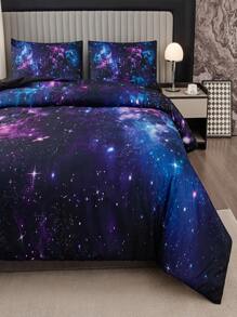 1 Juego Cubrecama de Poliéster Estampado Galaxia Púrpura con 1 Funda Nórdica y 1/2 Fundas de Almohada - Multicolor - Ver 3