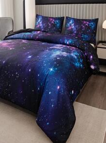 1 Juego Cubrecama de Poliéster Estampado Galaxia Púrpura con 1 Funda Nórdica y 1/2 Fundas de Almohada - Multicolor - Ver 5