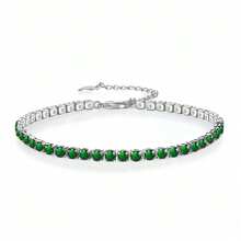 Pulsera de plata esterlina con circonita colorida y brillante, con cadena de tenis de color rosa y morado para mujer, ajustable - pulsera de colores - Ver 16