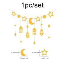 1 套斋月新月和星形无纺布横幅、派对装饰品 - 彩色 - 查看 9