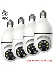 1/2/4pcs Light Bulb Security Cameras Wireless Outdoor - 720P Or 1080P 360° Motion Detection, E27 For Home Security Outside Indoor, Full-Color Night Vision, Auto Tracking, Siren Alarm, Recording - Multicolor - View 9