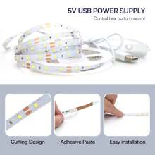 LED Strip Light 5V USB Powered, 16.5FT/5M  LED Vanity Mirror Lights LED White Light,Flexible Under Cabinet Tape Light For Bedroom,Kitchen,Home Vanity Mirror Lighting - white - View 7