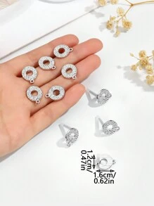 8 piezas Accesorios de joyería DIY de pendientes de flor de aleación con estilo coreano, componentes de pendientes para San Valentín