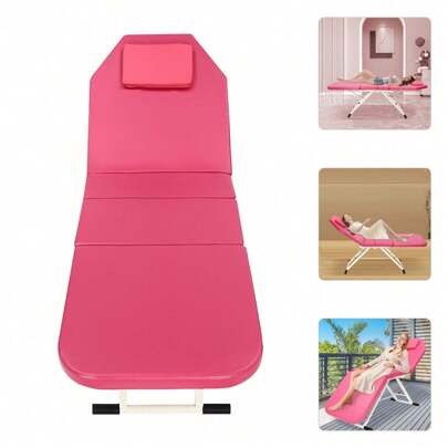 kangten Mesa de masaje plegable portátil de 182 cm, cama plegable, banco de masaje con 3 zonas, sofá cama rosa para terapia de tatuajes de salón de belleza