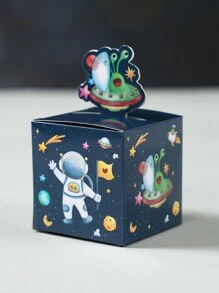 24 pièces Boîte-cadeau en papier imprimé d'astronaute, boîte d'emballage cadeau mignonne de dessin animé pour fête d'anniversaire, mariage, baby shower
