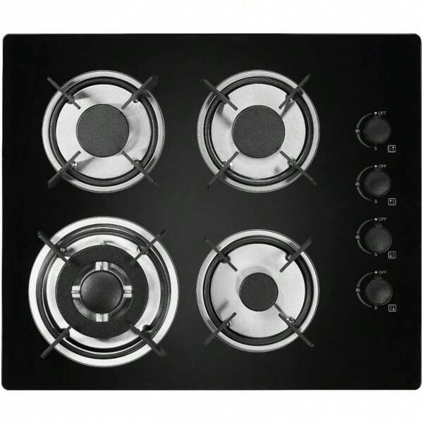 Parrilla de Gas de Vidrio Templado de 4 Quemadores para Gas LP y Natural Empotrable Parrilla, Estufa 4 Quemadores, Parrilla de Gas 4 Quemadores, Estufa EU4VT,