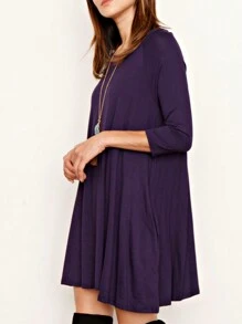 Boho Retro Solid Rayon Cool  Color Mini Dress Short Sleeves Grey Charcoal Olive Navy Small To 3XL Plus Curvy - Hải quân - Xem 1