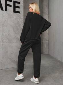 Women's Two-Piece Crewneck Hoodie And Sweatpants Two-Piece Suit For Autumn And Winter Season Comfort Home, Sports And Leisure Fleece Sweatshirt Sweatpants Brooklyn Print Simple Letters New York