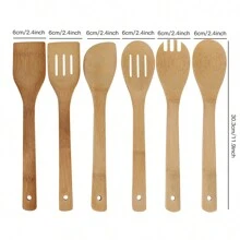 6pcs/1PC Bamboo Cooking Utensils Set - Includes Spoonula, Slotted Spoon, Shovel, And Spatula - Perfect For Nonstick Pans And Woks