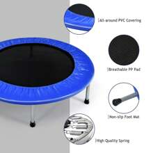 Homasis Mini Folding 36'' Trampoline Portable Recreational Fitness Rebounder Blue - Blue - View 8